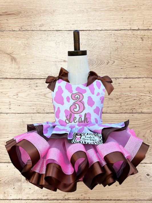 Cow Birthday Tutu Set