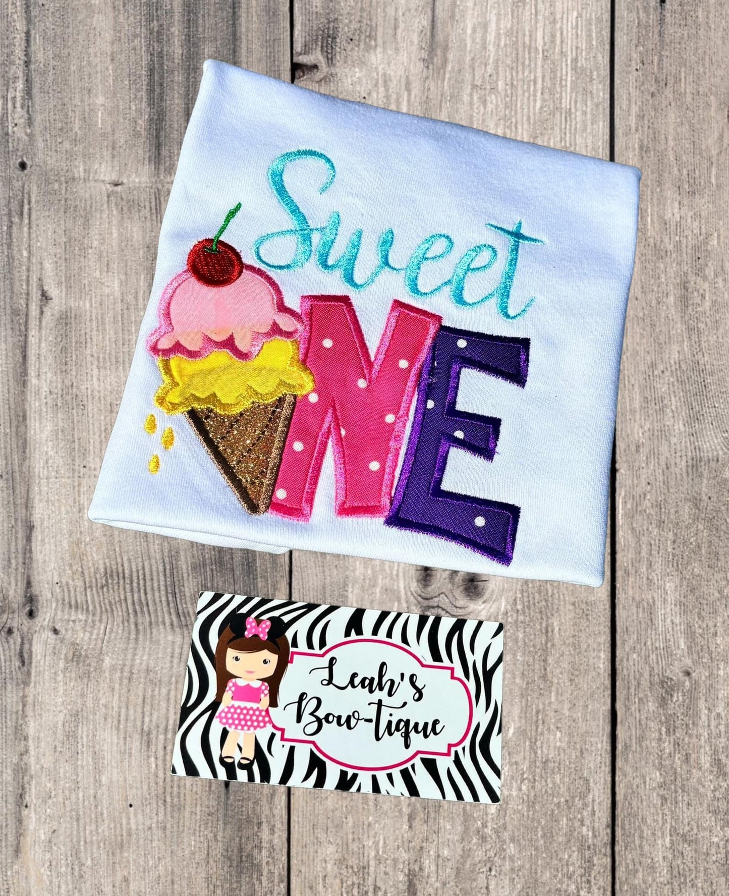 Sweet one ice cream embroidery shirt